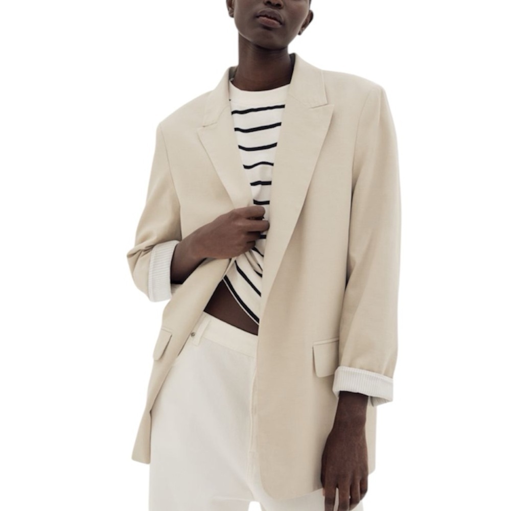 COS- Cream Longsleeve Blazer Jacket